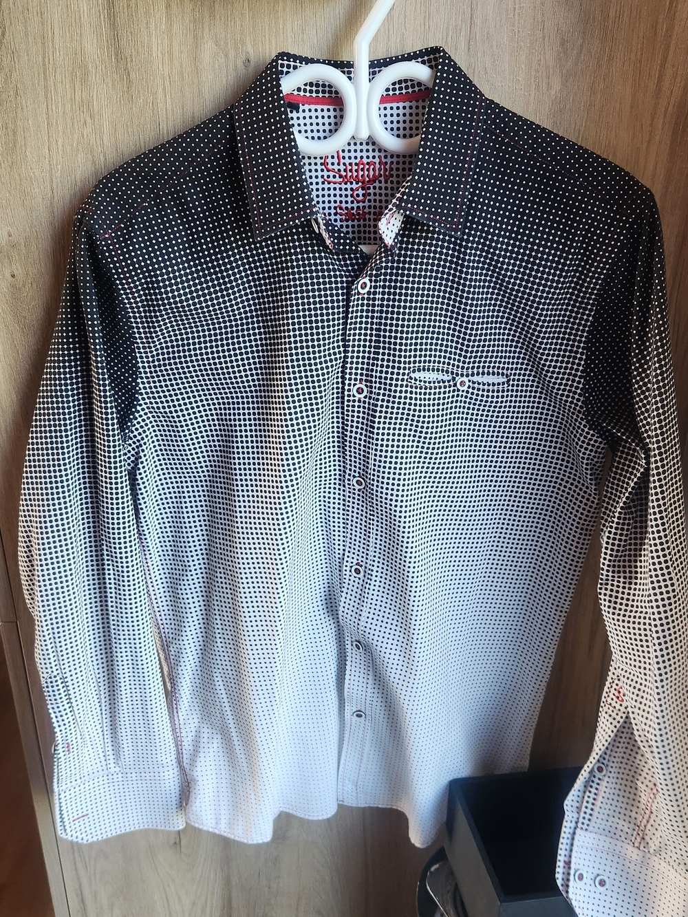 Sugar Black and White Gradient Dot-Pattern Button-Down Shirt